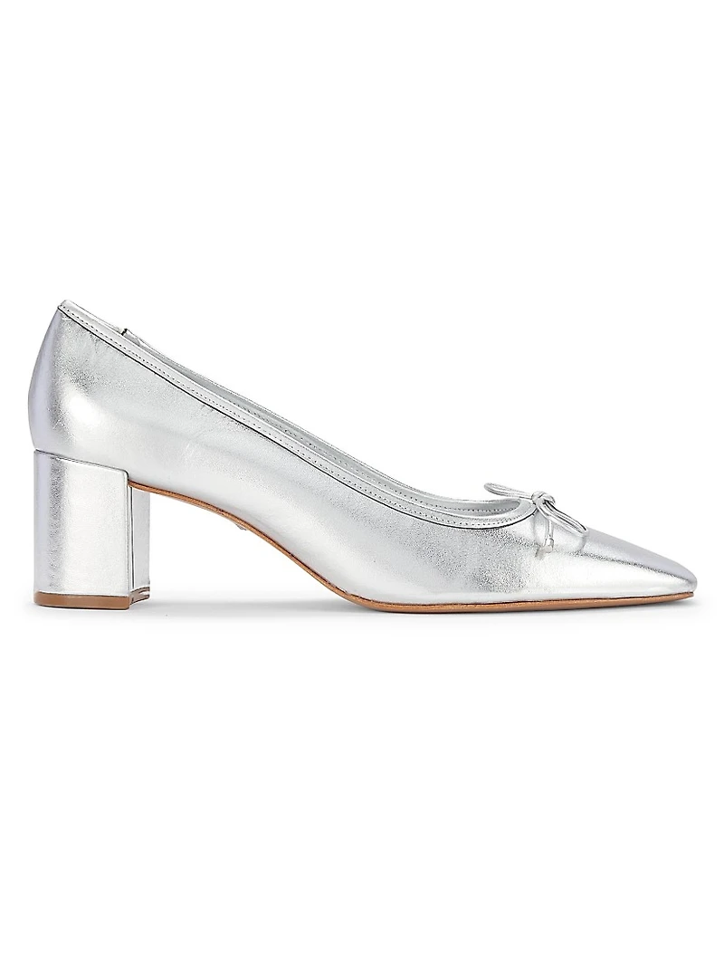 Arissa 65MM Metallic Leather Block-Heel Pumps