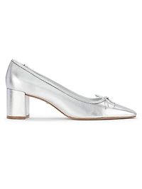 Arissa 65MM Metallic Leather Block-Heel Pumps