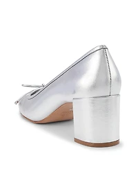 Arissa 65MM Metallic Leather Block-Heel Pumps