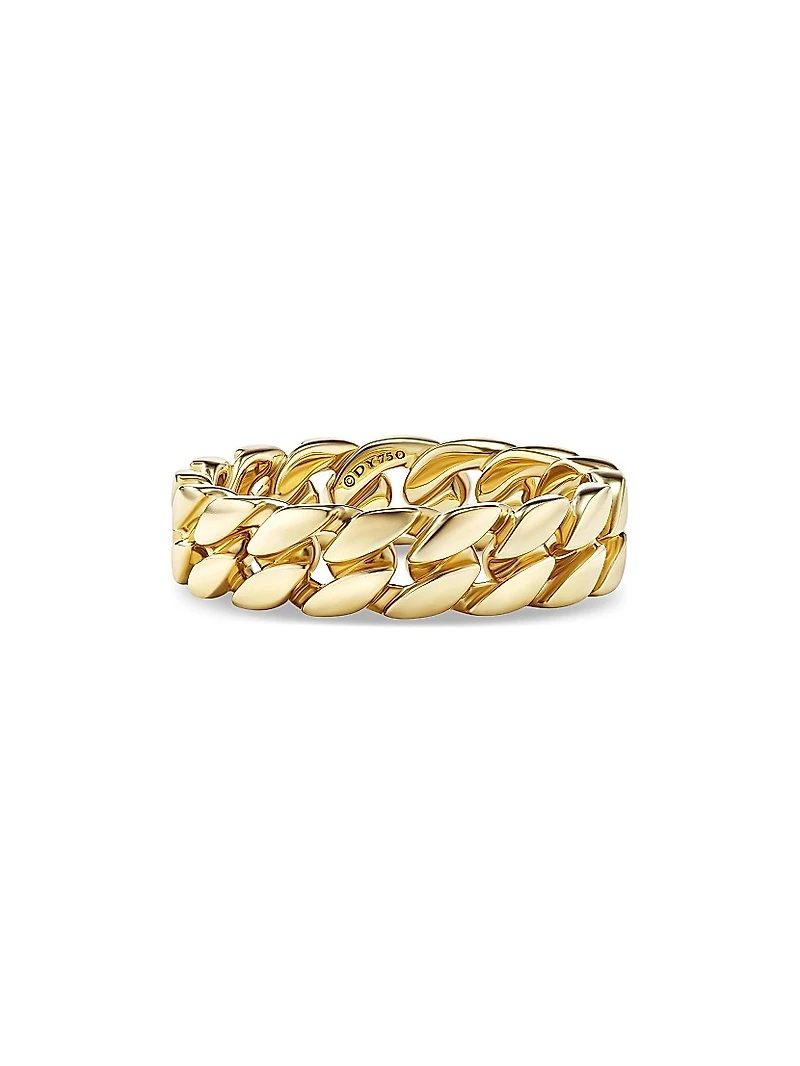 Curb Chain Band Ring 18K Yellow Gold