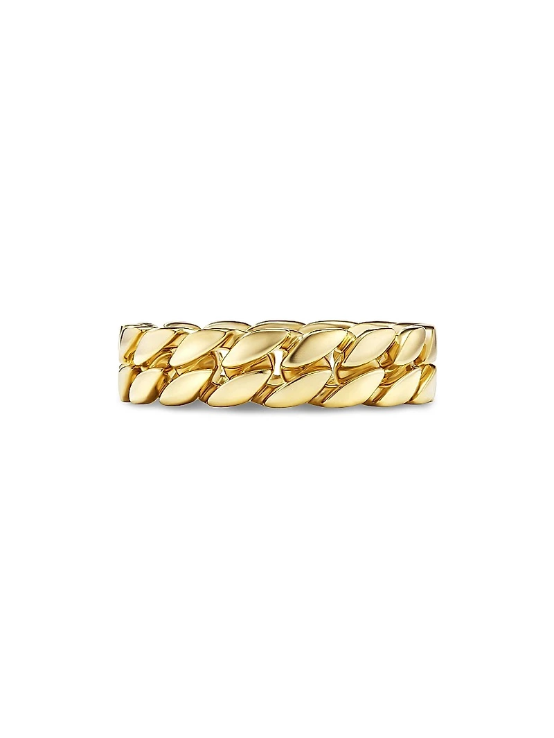 Curb Chain Band Ring 18K Yellow Gold