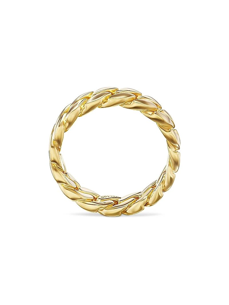 Curb Chain Band Ring 18K Yellow Gold
