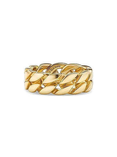 Curb Chain Band Ring 18K Yellow Gold, 8MM