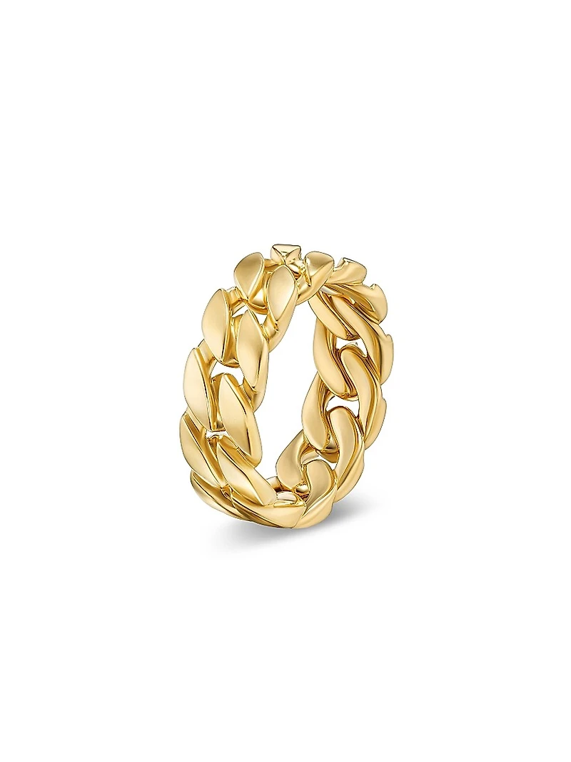 Curb Chain Band Ring 18K Yellow Gold
