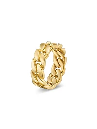 Curb Chain Band Ring 18K Yellow Gold