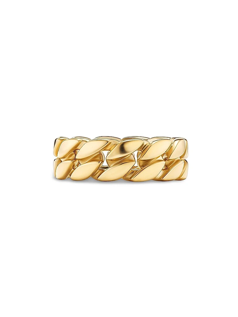 Curb Chain Band Ring 18K Yellow Gold