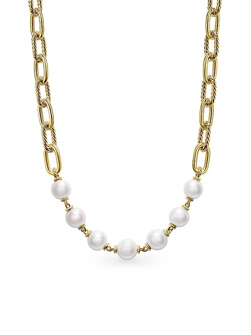 DY Madison Pearl Toggle Chain Necklace in 18K Yellow Gold, 11MM