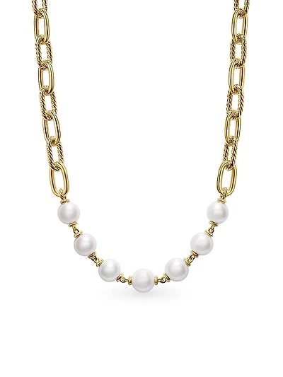 DY Madison Pearl Toggle Chain Necklace 18K Yellow Gold, 11MM