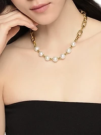 DY Madison Pearl Toggle Chain Necklace in 18K Yellow Gold, 11MM