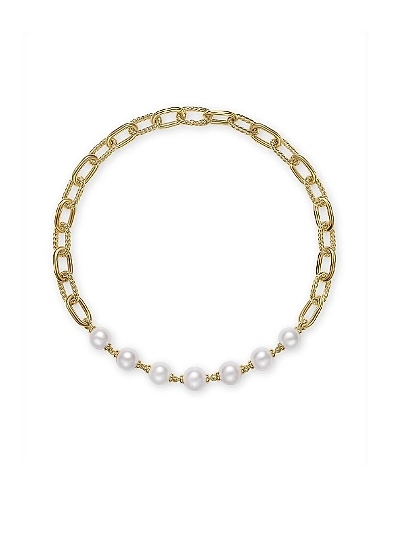 DY Madison Pearl Toggle Chain Necklace in 18K Yellow Gold, 11MM