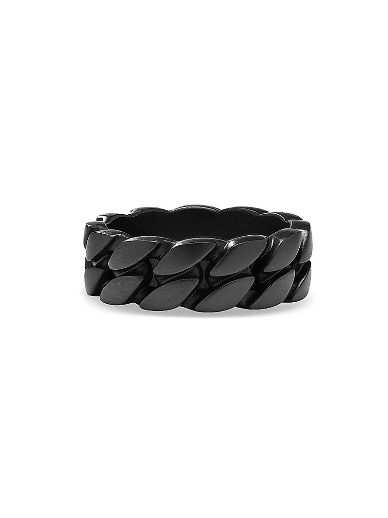 Curb Chain Band Ring Black Titanium, 8MM