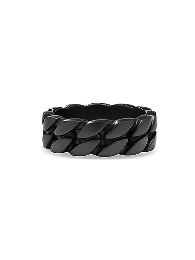 Curb Chain Band Ring Black Titanium, 8MM