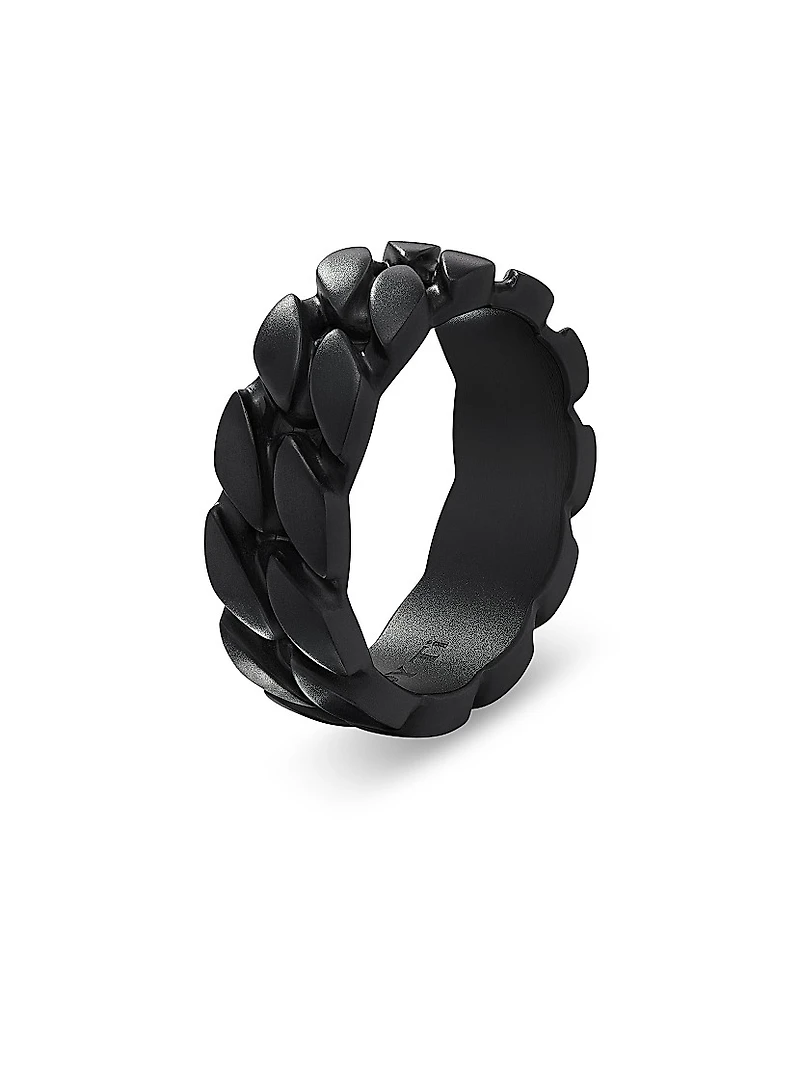 Curb Chain Band Ring Black Titanium, 8MM