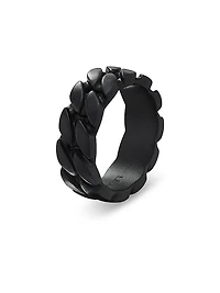 Curb Chain Band Ring Black Titanium, 8MM