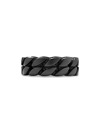 Curb Chain Band Ring Black Titanium, 8MM
