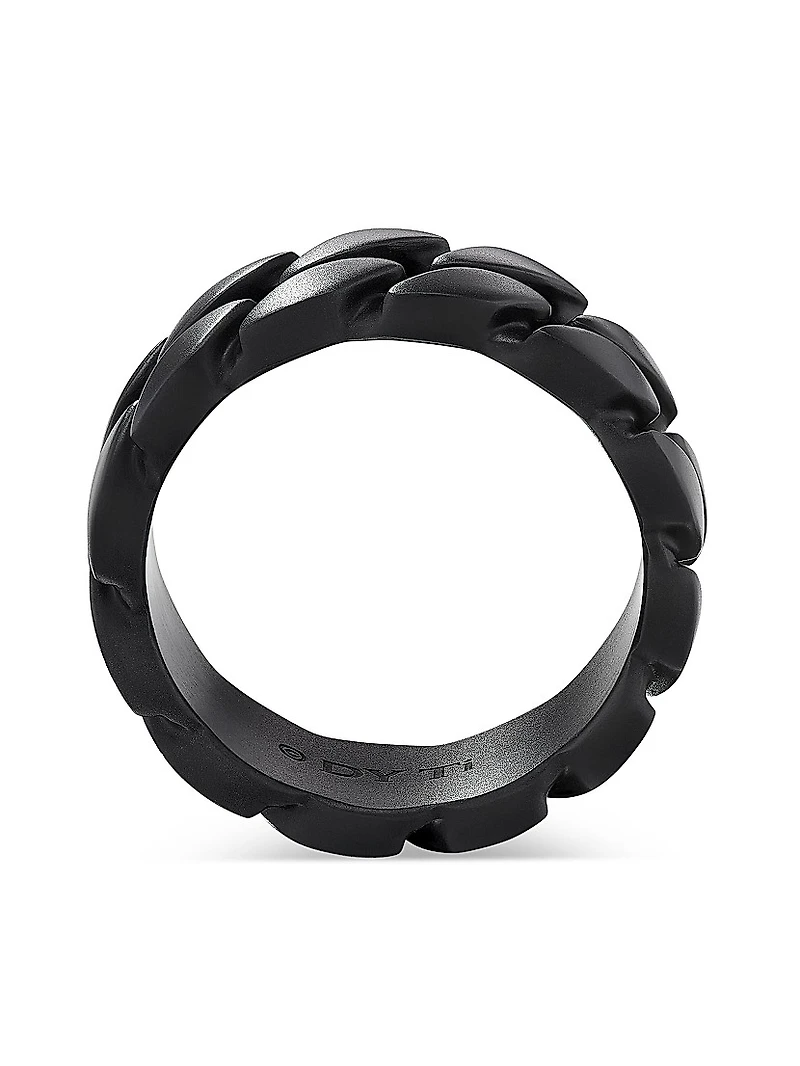 Curb Chain Band Ring Black Titanium, 8MM