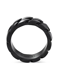 Curb Chain Band Ring Black Titanium, 8MM
