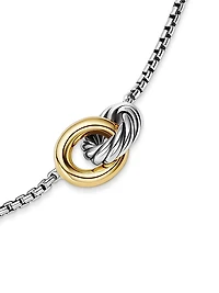 Petite Cable Linked Necklace in Sterling Silver with 14K Yellow Gold, 15MM