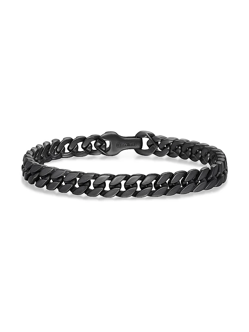 Curb Chain Bracelet Black Titanium, 8MM