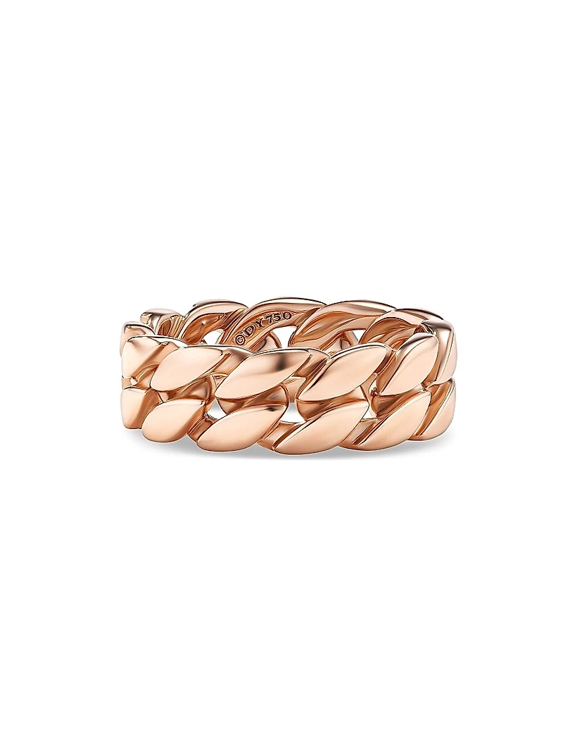 Curb Chain Band Ring 18K Rose Gold, 8MM