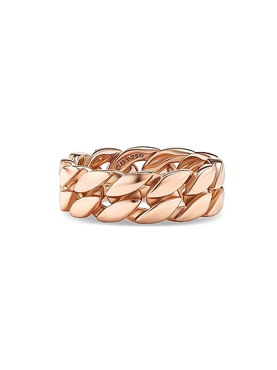Curb Chain Band Ring 18K Rose Gold, 8MM