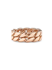 Curb Chain Band Ring 18K Rose Gold, 8MM