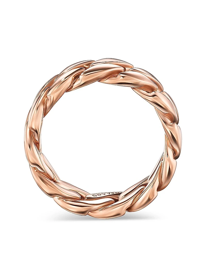 Curb Chain Band Ring 18K Rose Gold, 8MM