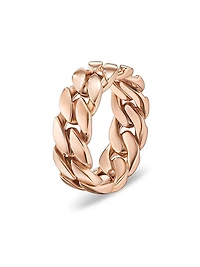 Curb Chain Band Ring 18K Rose Gold, 8MM