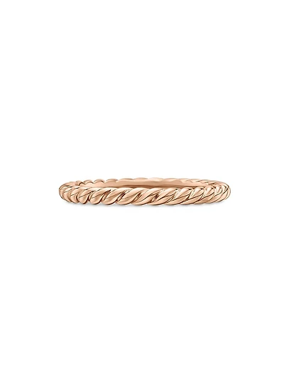 DY Cable Band Ring 18K Rose Gold, 2mm