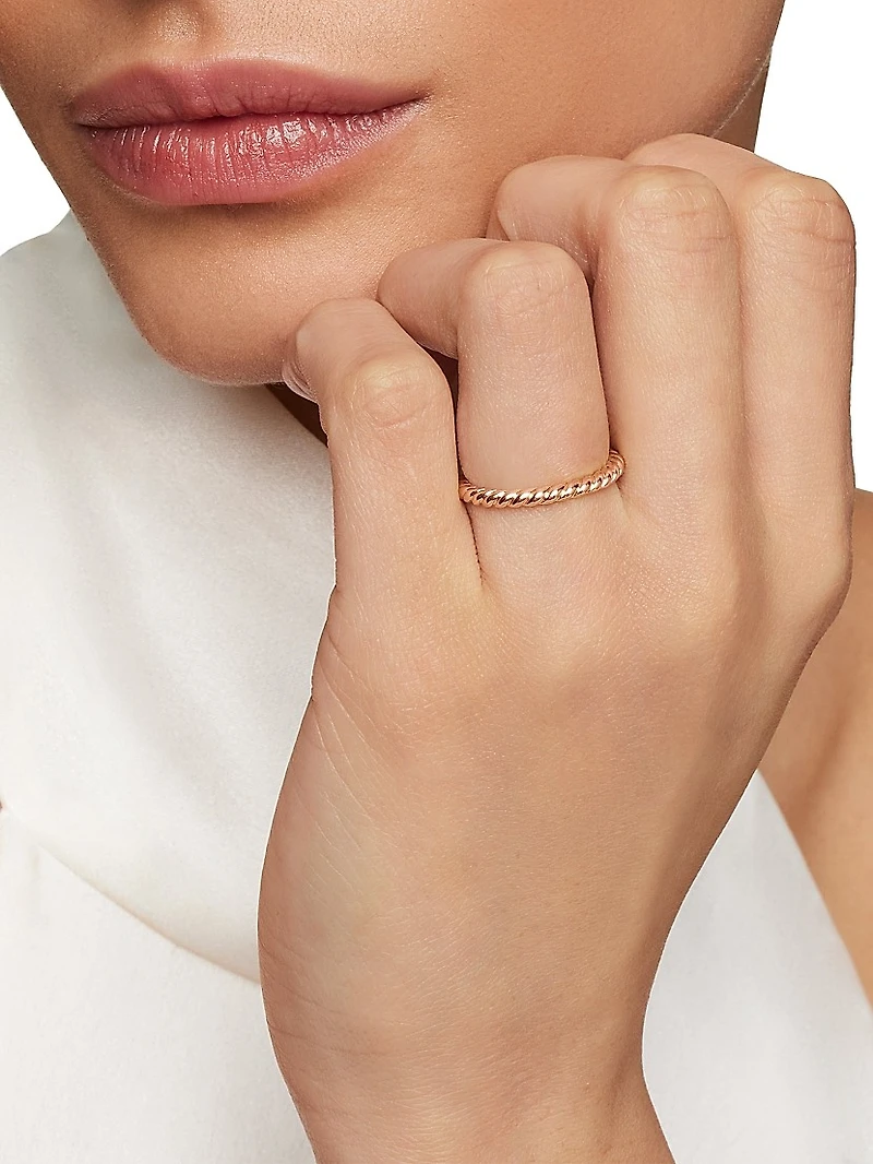 DY Cable Band Ring 18K Rose Gold, 2mm