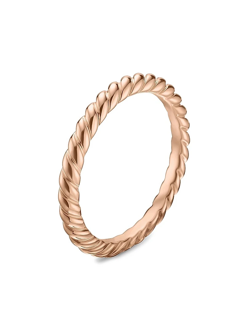 DY Cable Band Ring 18K Rose Gold, 2mm