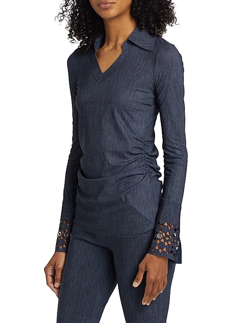 Frea Grommet-Cuff Blouse