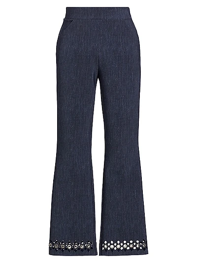 Patvenusettebr Laser-Cut Grommet Flare Pants