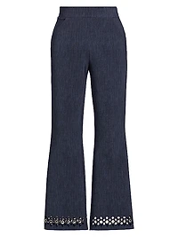 Patvenusettebr Laser-Cut Grommet Flare Pants