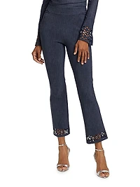 Patvenusettebr Laser-Cut Grommet Flare Pants