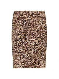 Leopard Cotton-Blend Pencil Midi-Skirt