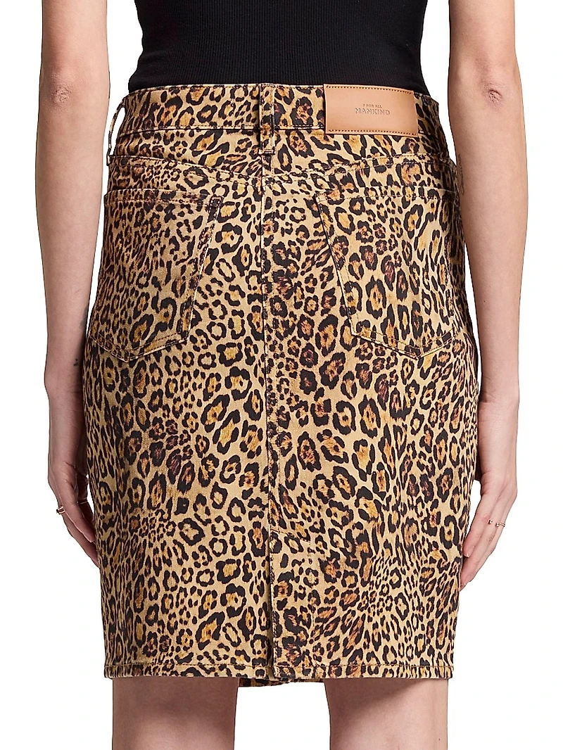 Leopard Cotton-Blend Pencil Midi-Skirt