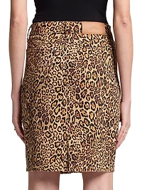 Leopard Cotton-Blend Pencil Midi-Skirt