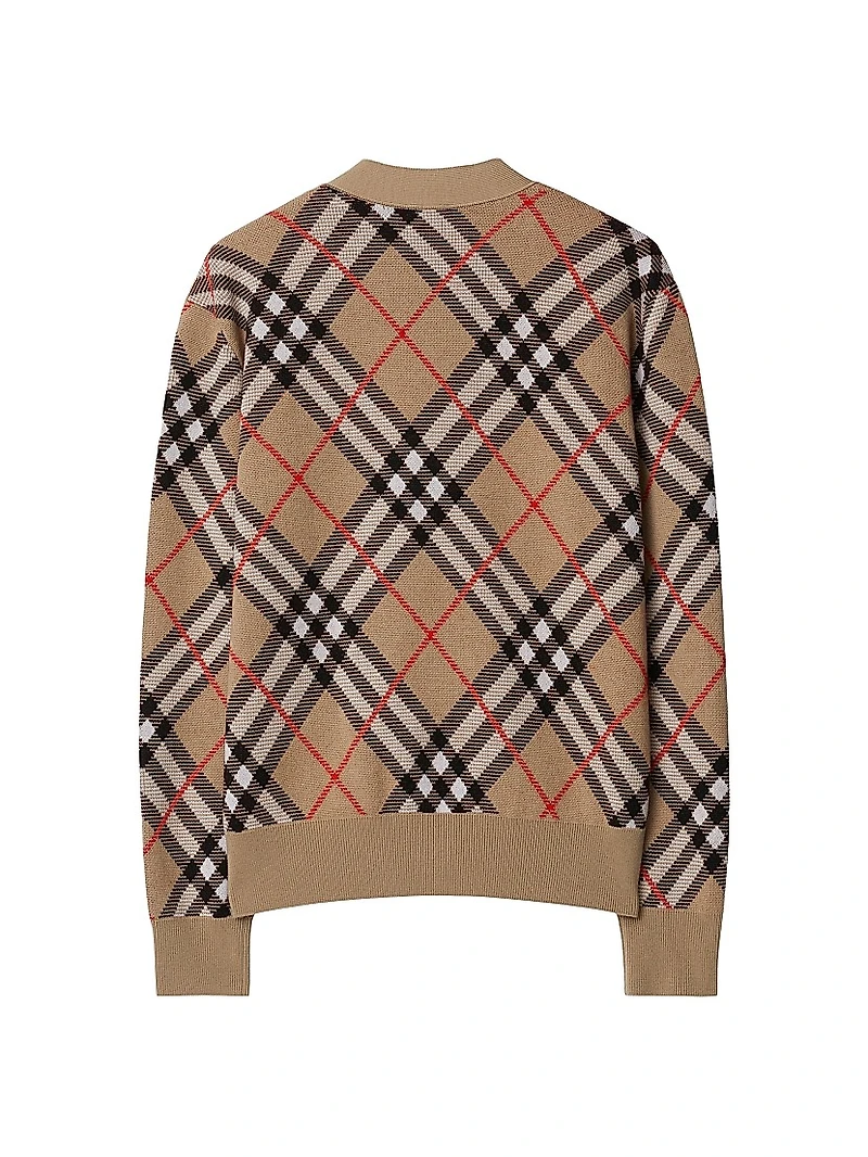 Check Wool-Blend Cardigan