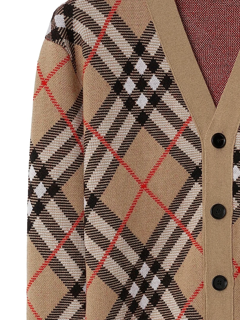 Check Wool-Blend Cardigan