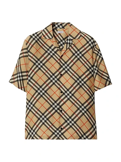 Check Silk Camp Shirt