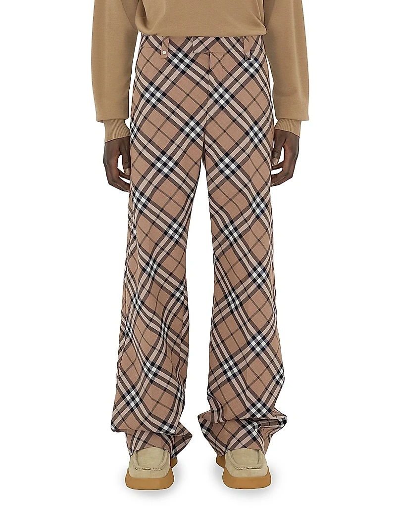 Linden Check Wool-Blend Pants
