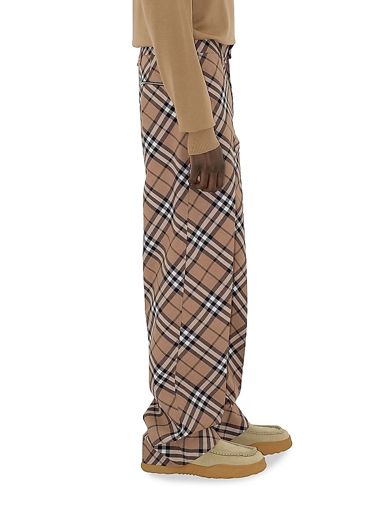 Linden Check Wool-Blend Pants