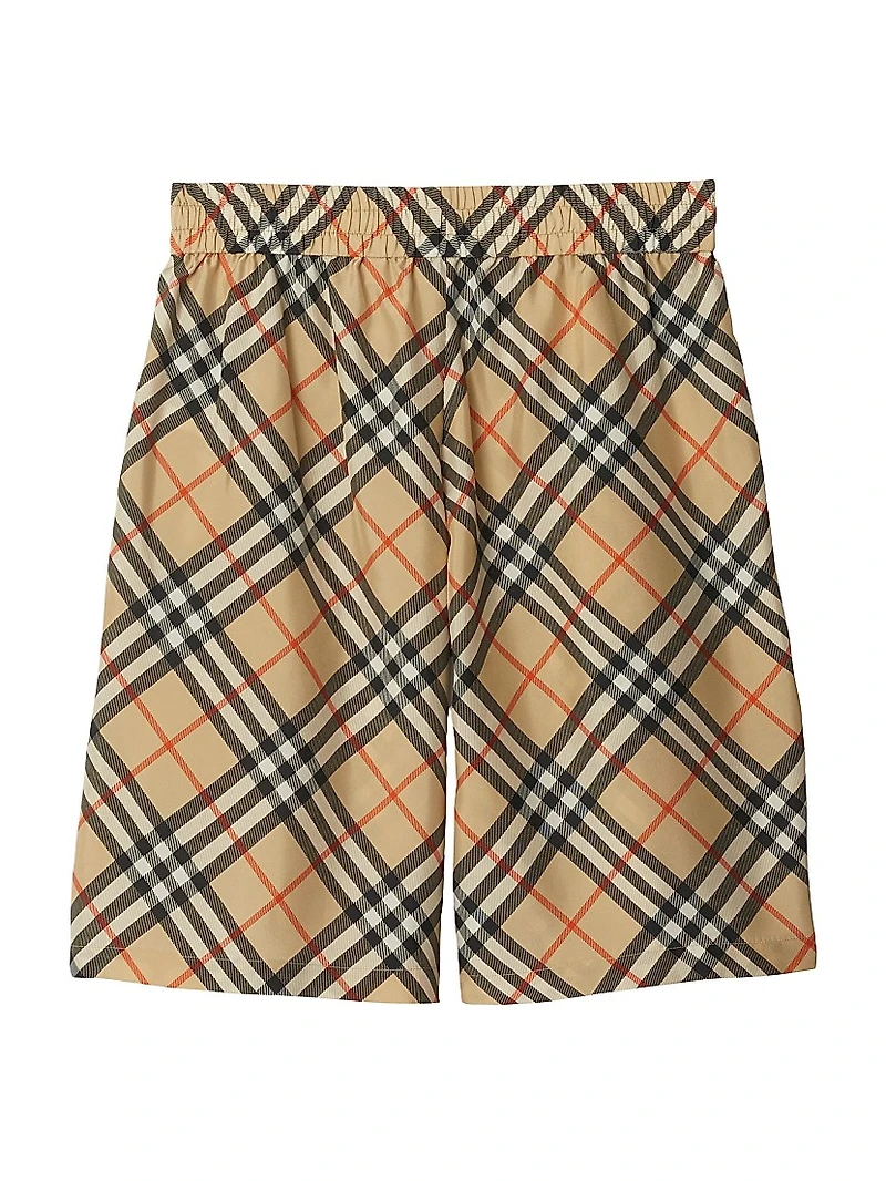 Check Silk Shorts