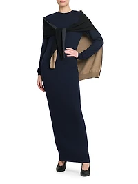 Tie-Front Wool Cardigan Maxi Dress