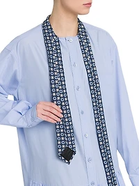 Tie Poplin Cotton Ruffle Shirtdress
