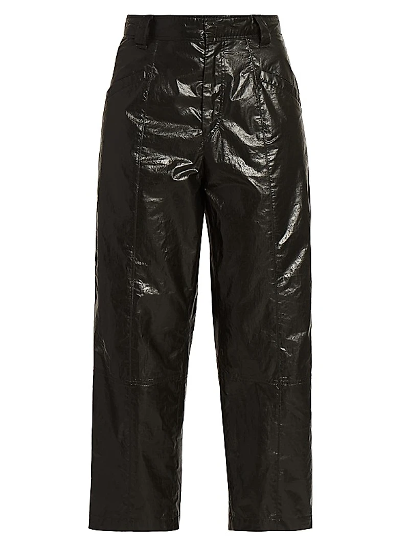 Aude Faux-Leather Straight-Leg Crop Pants