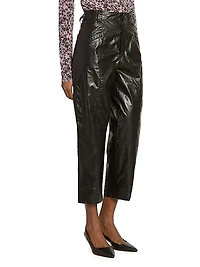Aude Faux-Leather Straight-Leg Crop Pants