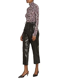 Aude Faux-Leather Straight-Leg Crop Pants