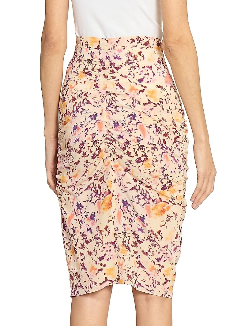 Hozana Printed Silk-Blend Ruched Midi-Skirt